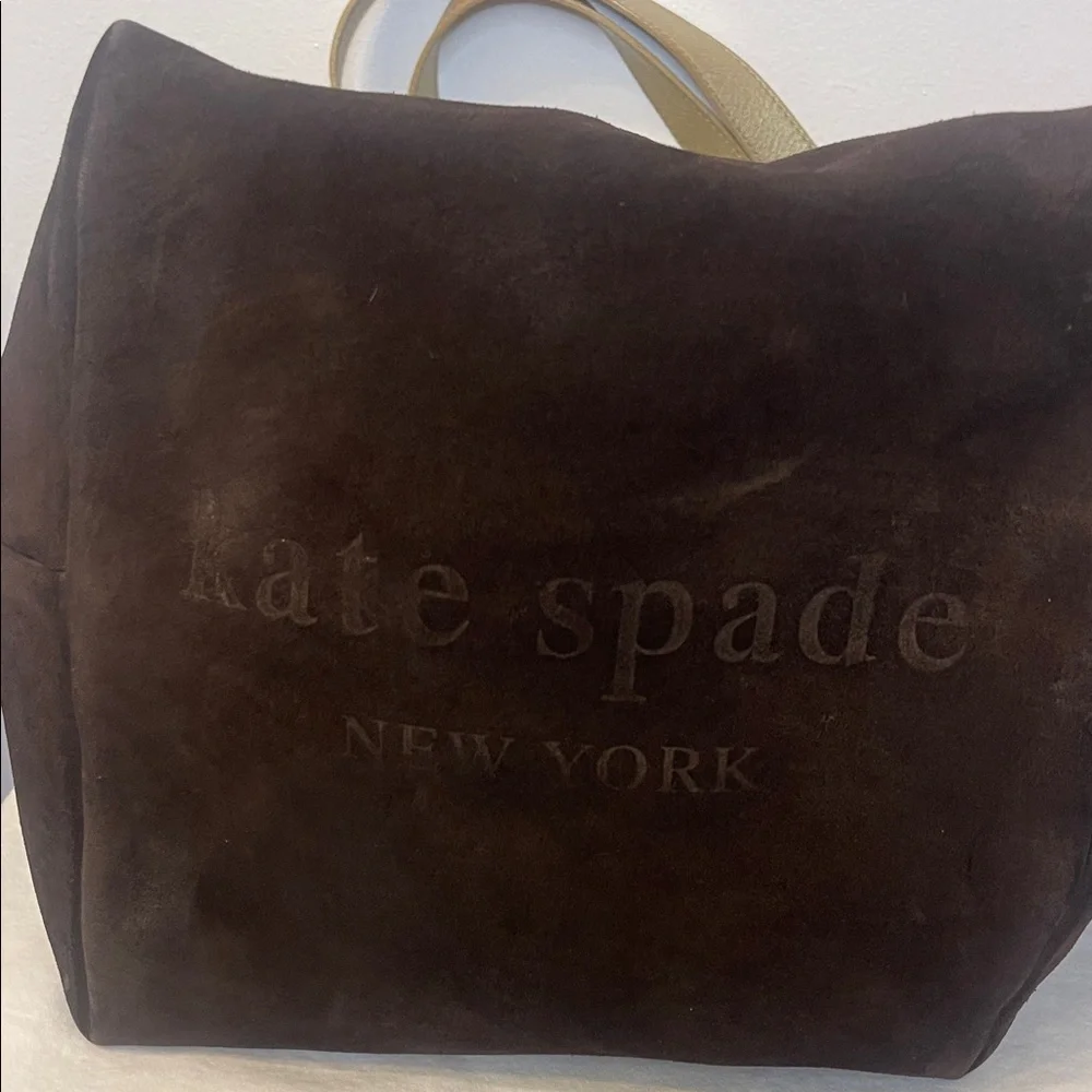 Kate Spade Suede Brown and Gold Tote EUC